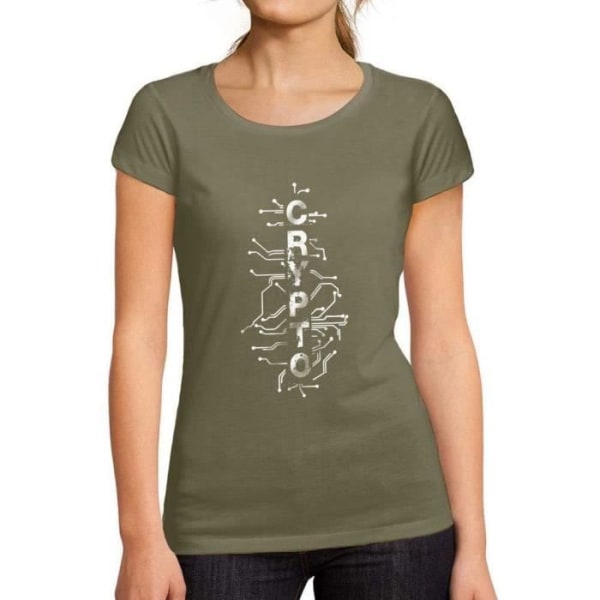 T-shirt för handel i kryptovaluta (Blockchain) för kvinnor – Digital Blockchain Kryptohandlare – Vintage T-shirt Kaki XXL