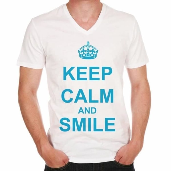 T-shirt herr Håll lugn och le – Behåll lugn och le – Vintage T-shirt Vit