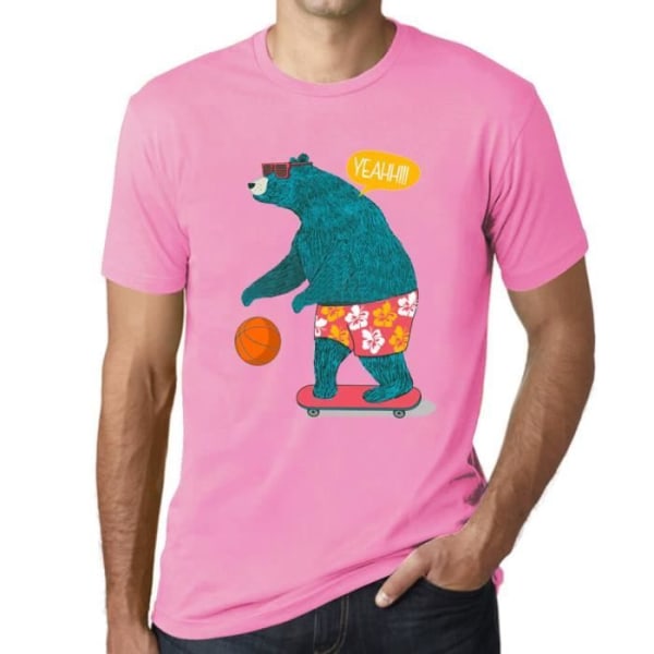 Strandskateboard för män Basketball Bear T-shirt – Beach Skateboard Basketball Bear – Vintage Rosa T-shirt rosa orkidé
