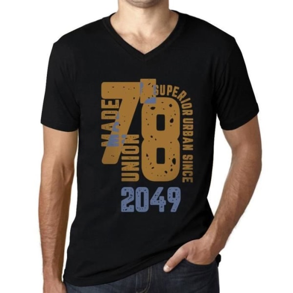 T-shirt med v-ringad herr Överlägsen urban stil sedan 2049 – Överlägsen urban stil sedan 2049 – Svart vintage t-shirt djup svart