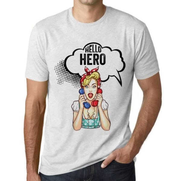 Hello Hero T-shirt för män – Hello Hero – Vintage vit T-shirt Ljungvit