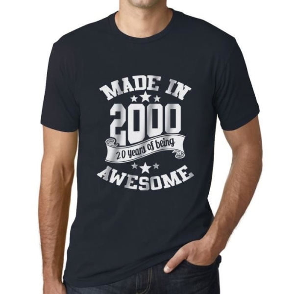 T-shirt herr tillverkad år 2000 – tillverkad år 2000 – 23 år T-shirt present 23-årsdag Vintage år 2000 Marin