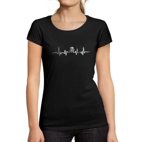 Bitcoin Heartbeat Btc Hodl Crypto T-shirt för kvinnor, vintagesvart djup svart