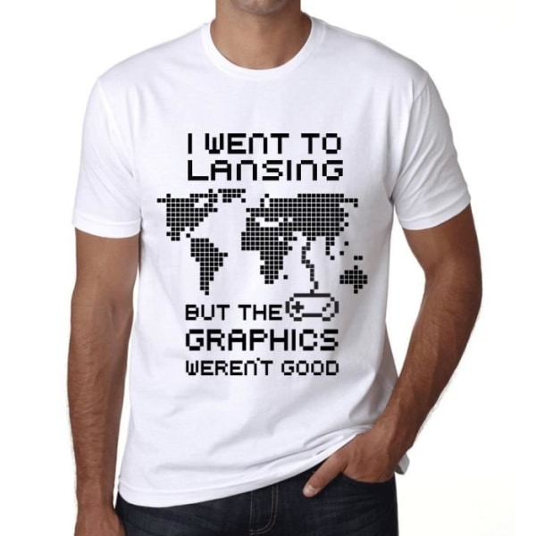 T-shirt herr Jag gick på Lansing men grafiken var inte bra – Vit