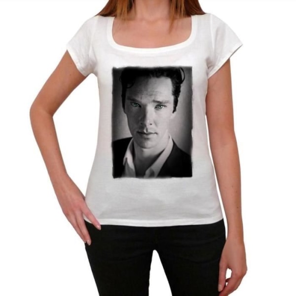 T-shirt Dam - ULTRABASIC - Benedict Cumberbatch - 100% Bomull - Korta Ärmar - Vintage Vit XL