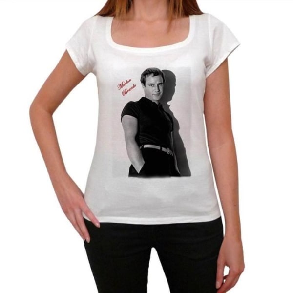 T-shirt Dam - ULTRABASIC - Marlon Brando - 100% Bomull - Kortärmad - Rundad Halsringning Vit XS