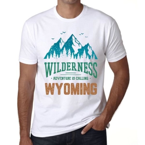 Wild Nature T-shirt för män Äventyr kallar Wyoming – Wilderness, Adventure is Calling Wyoming – Vintage T-shirt Vit