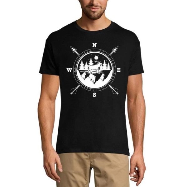 T-shirt för hjortjaktskompass för män - Hunter – Jakthjortkompass - Hunter – Vintagesvart t-shirt djup svart