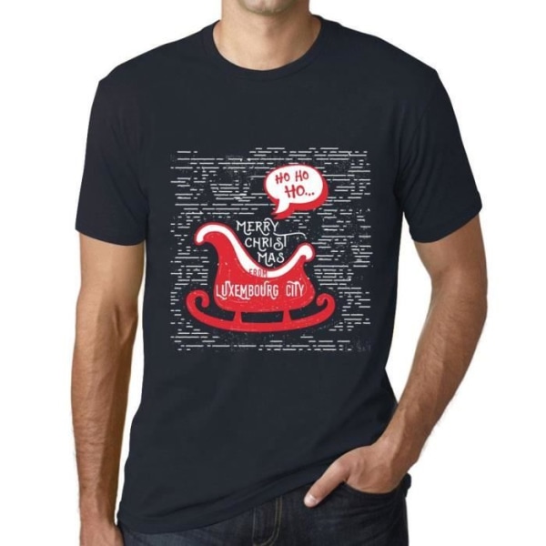 T-shirt herr Ho Ho Ho God Jul från Luxemburg City – Ho Ho Ho Merry Christmas From Luxembourg City – Vintage T-shirt Marin S