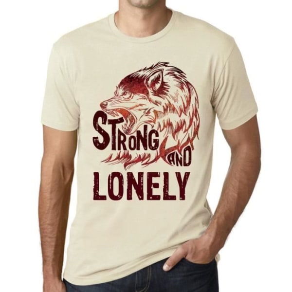 Strong and Lonely Wolf T-shirt för män – Strong Wolf And Lonely – Vintage T-shirt Naturlig