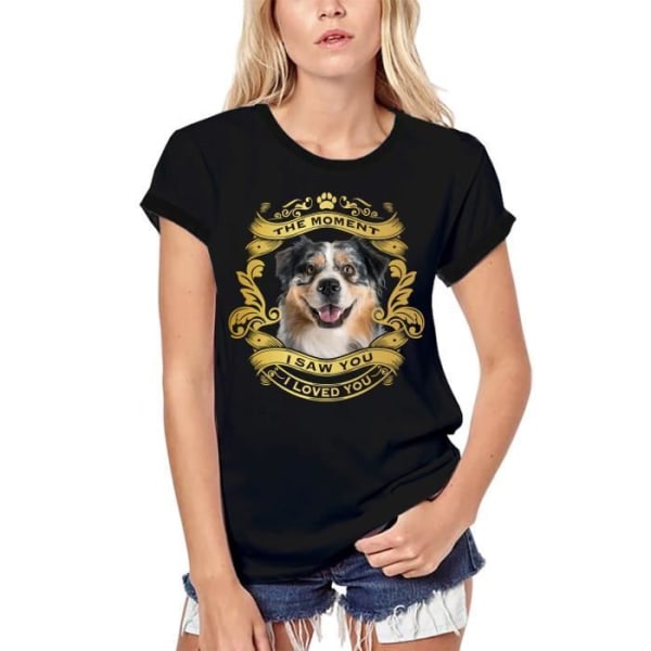 Ekologisk T-shirt dam Australian Shepherd Dog - Moment I Saw You I Loved You Valp – Australian Shepherd Dog - Moment I Saw You I djup svart