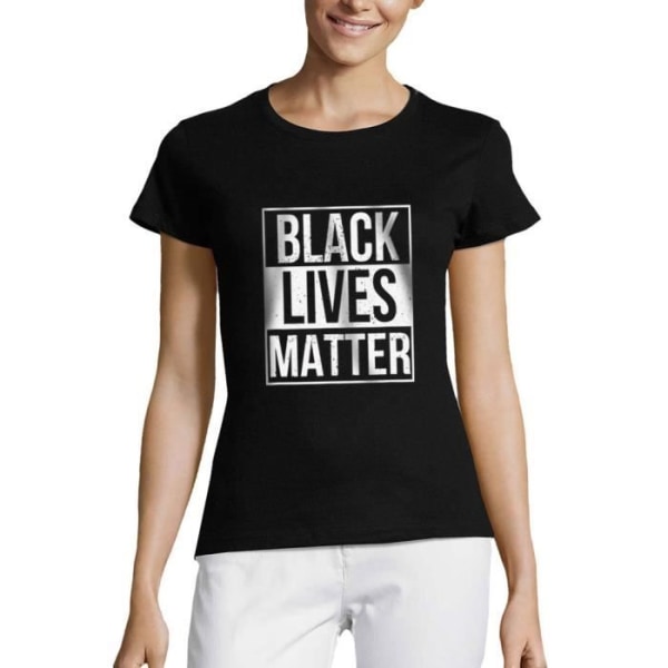 T-shirt med rund hals för dam Svart Lives Matter – Black Lives Matter – Vintagesvart T-shirt djup svart
