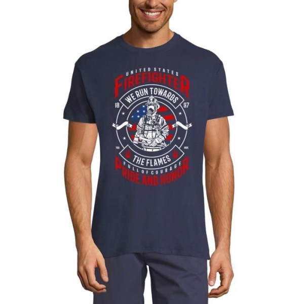T-shirt herr We Firefighters - We Run Towards The Flames 1897 - American Flag - Us Firefighter - We Run Towards The Flames franska flottan