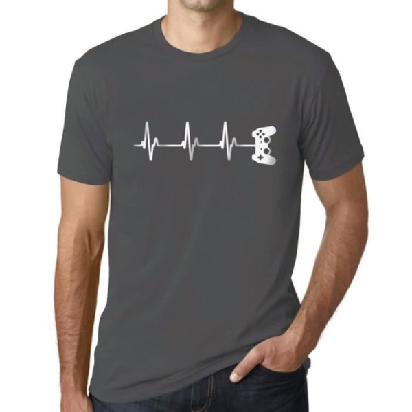 T-shirt herr Heartbeat of a Gamepad Funny Gaming – Gamer Controller Heartbeat Funny Gaming – Vintage T-shirt Mus grå