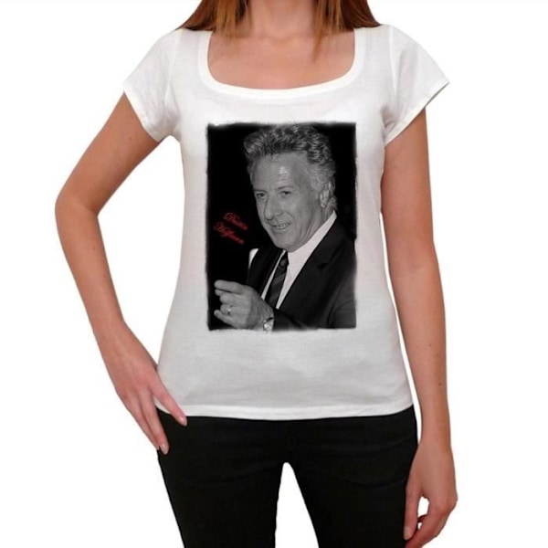 T-shirt Dam - ULTRABASIC - Dustin Hoffman - 100% Bomull - Bred Hals - Kort Ärmar Vit M