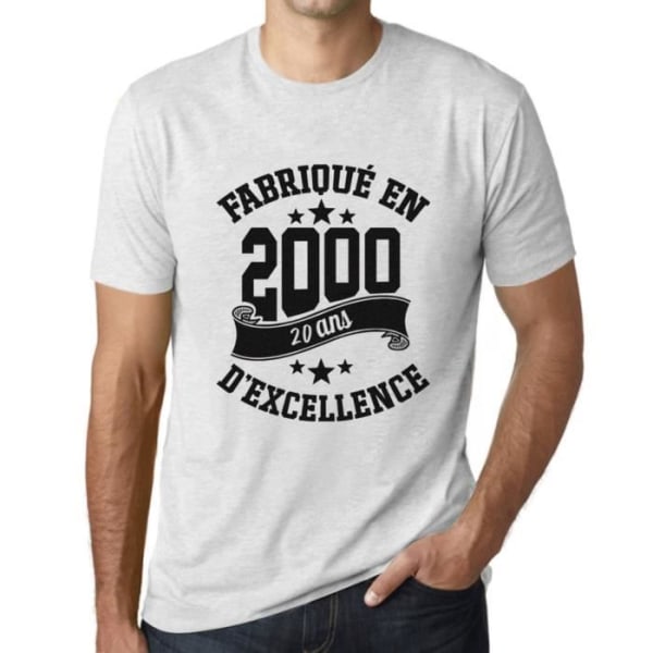 T-shirt herr tillverkad år 2000 23 år gammal T-shirt present 23-årsdag Vintage år 2000 Vit Ljungvit