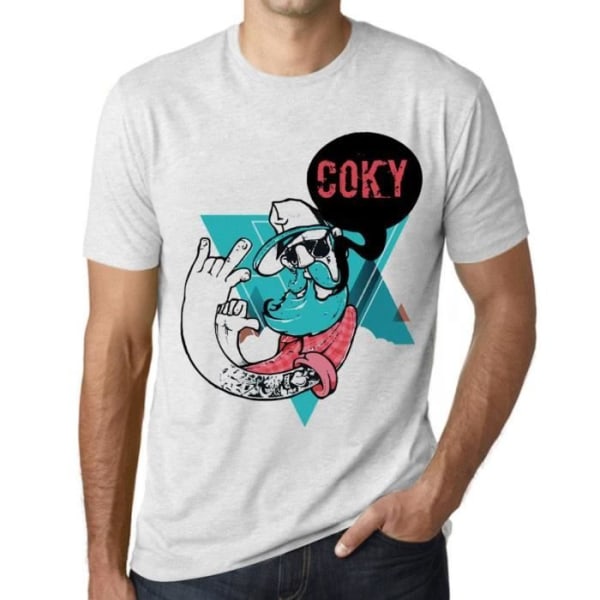 Funky Grampa Coky T-shirt för män, vintage vit Ljungvit