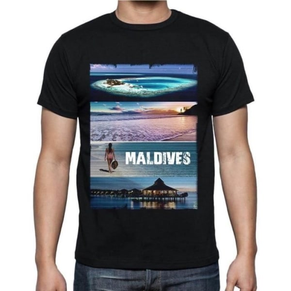 T-shirt herr Maldives 3 Vintage T-shirt svart djup svart