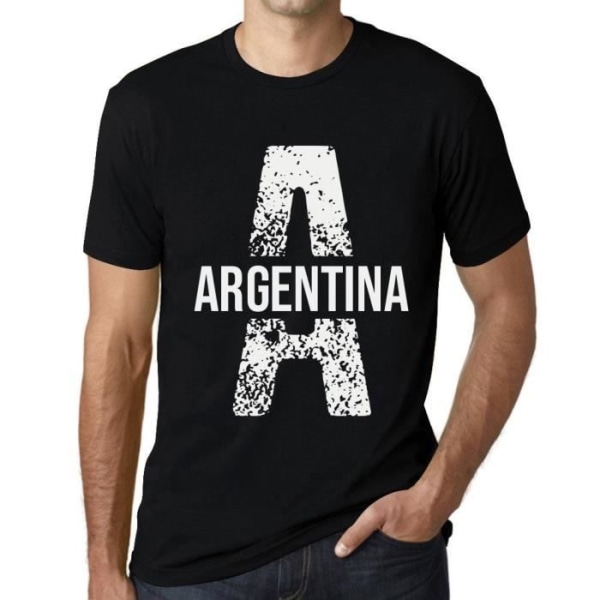 Argentina T-shirt herr – Argentina – Vintage svart T-shirt djup svart