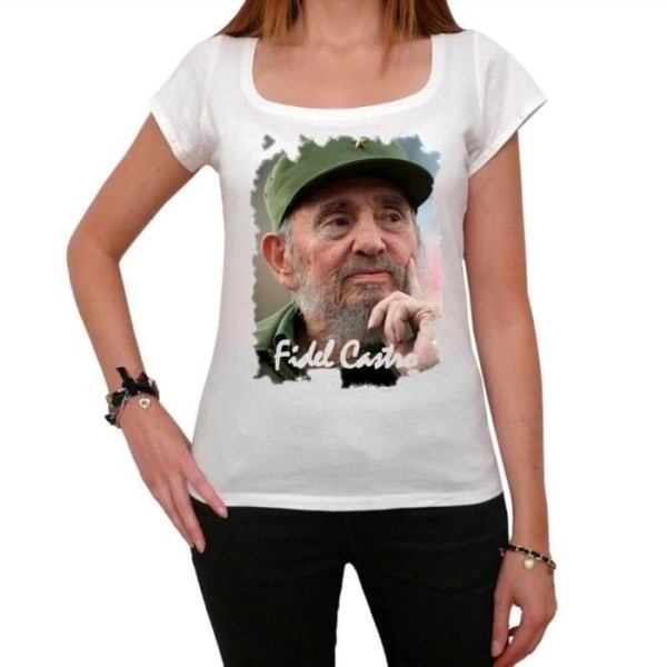 Fidel Castro T-shirt dam Vintage T-shirt Vit
