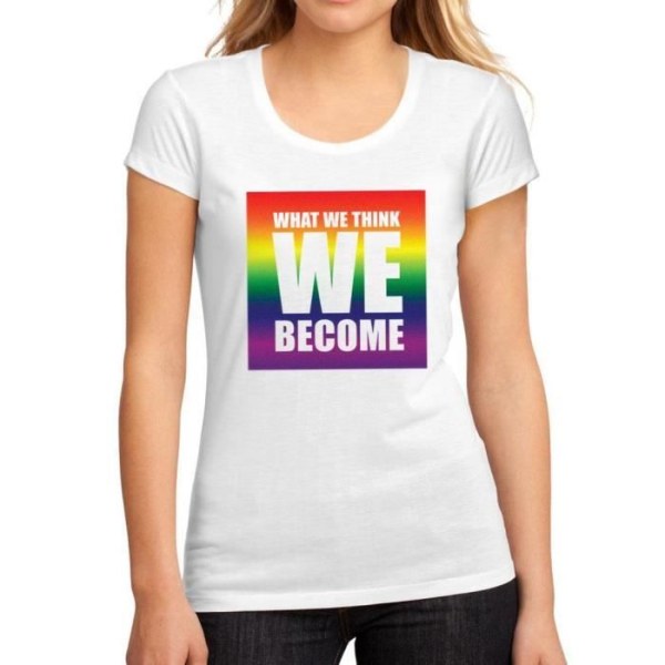 T-shirt dam Vad vi tror att vi blir – vad vi tror att vi blir – Vintage T-shirt Vit