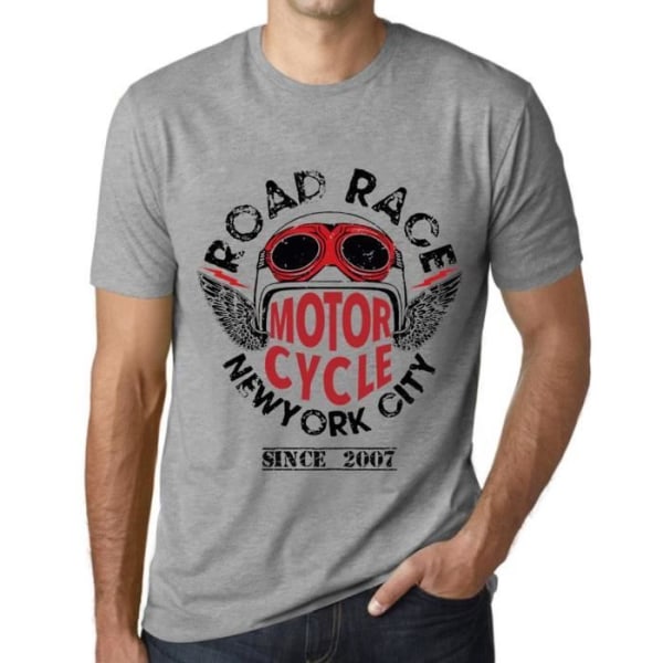 T-shirt herr Motorcykel Road Race sedan 2007 – Motorcykel Road Race sedan 2007 – 16 år 16-årspresent T-shirt Ljunggrå