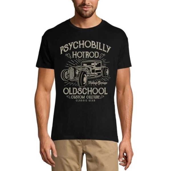 Herr T-shirt Psychobilily Hotrod - Vintage Oldschool Rod T-shirt Vintage Svart djup svart