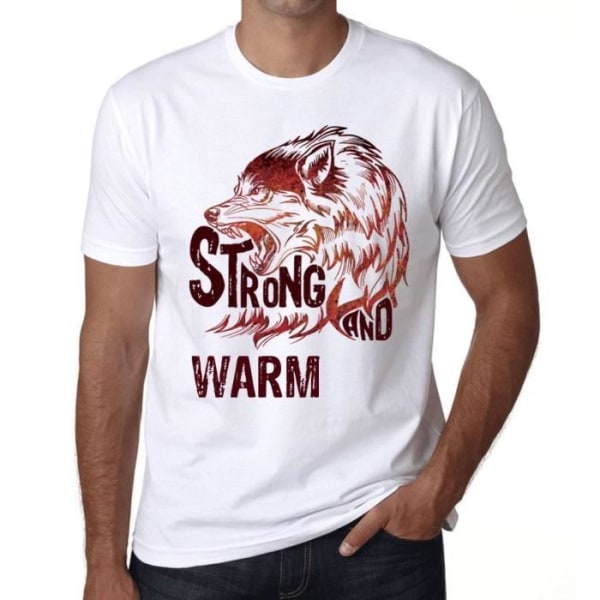 Strong and Warm Wolf T-shirt herr – Strong Wolf And Warm – Vintage T-shirt Vit XXL