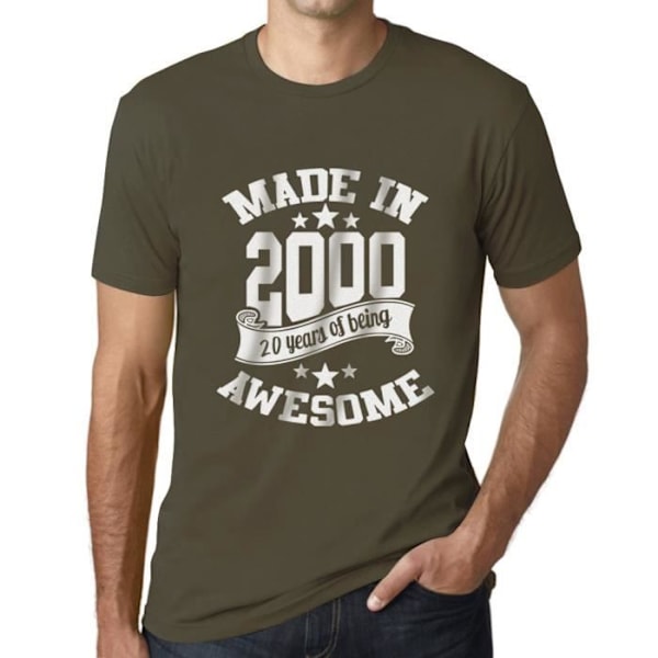 T-shirt herr tillverkad år 2000 – tillverkad år 2000 – 23 år T-shirt present 23-årsdag Vintage år 2000 Armé S