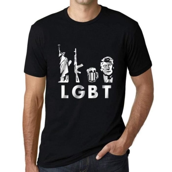 Lgbt Liberty Guns Beer T-shirt för män – Lgbt Liberty Guns Beer – Vintage svart T-shirt djup svart