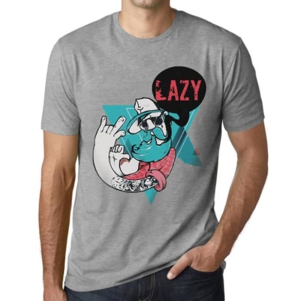 Funky Grampa Lazy T-shirt herr – Funky Grampa Lazy – Vintage grå T-shirt Ljunggrå