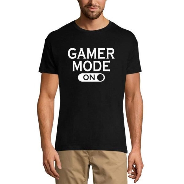 Modetröja för män Gamer On The Players T-shirt – Gamer Mode On Shirt för spelare – Vintage svart T-shirt djup svart