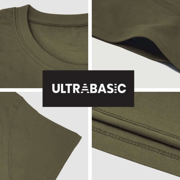 T-shirt för män - ULTRABASIC - Retro TV-spel - 100% Bomull - Korta ärmar - Armégrön Armé XS