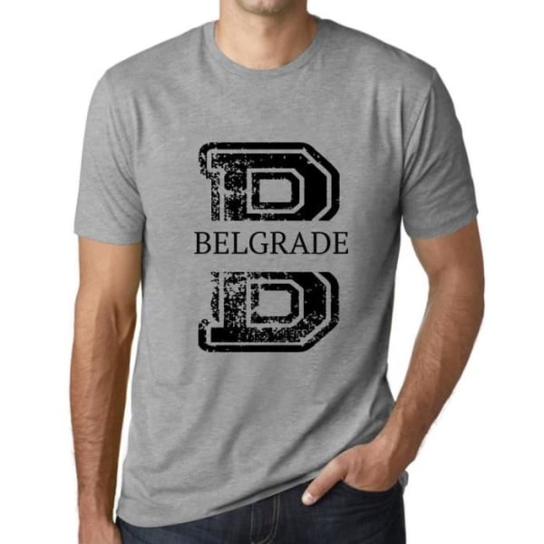 T-shirt - ULTRABASIC - Belgrad - Vintage - 100% Bomull - Korta Ärm - Grå Melange Ljunggrå XXXL