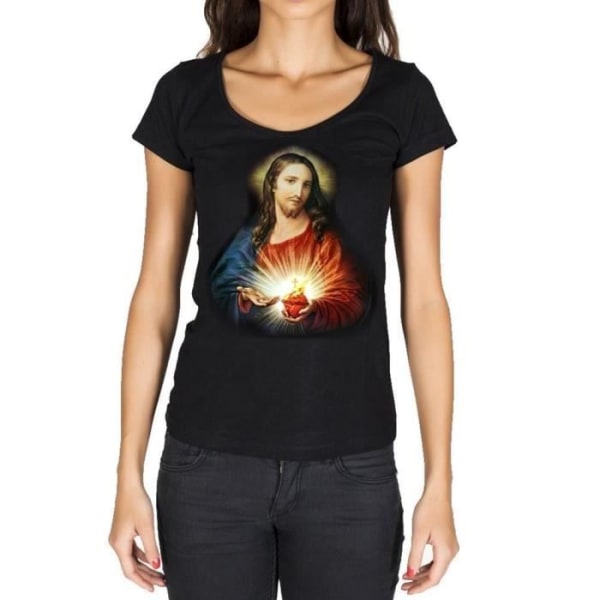 Jesus Kristus Gud T-shirt för kvinnor – Jesus Kristus Gud – Svart vintage T-shirt djup svart