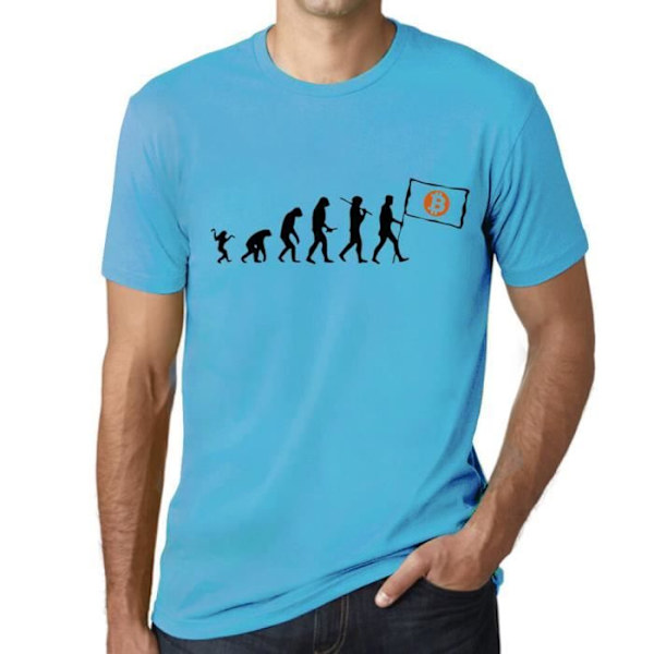 T-shirt - ULTRABASIS - Bitcoin BTC Revolution - 100% Bomull - Korta Ärmar - Vintage Blå atoll blå XS
