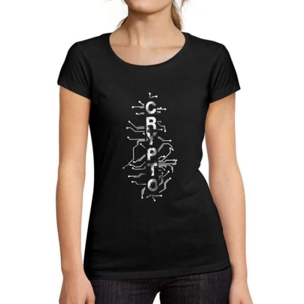 T-shirt för handel i kryptovaluta (Blockchain) för kvinnor – Digital Blockchain Kryptohandlare – Svart vintage T-shirt djup svart