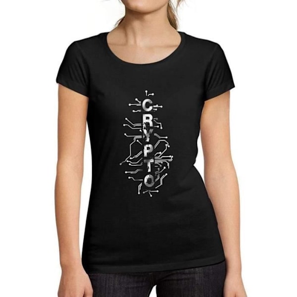 T-shirt för handel i kryptovaluta (Blockchain) för kvinnor – Digital Blockchain Kryptohandlare – Svart vintage T-shirt djup svart S