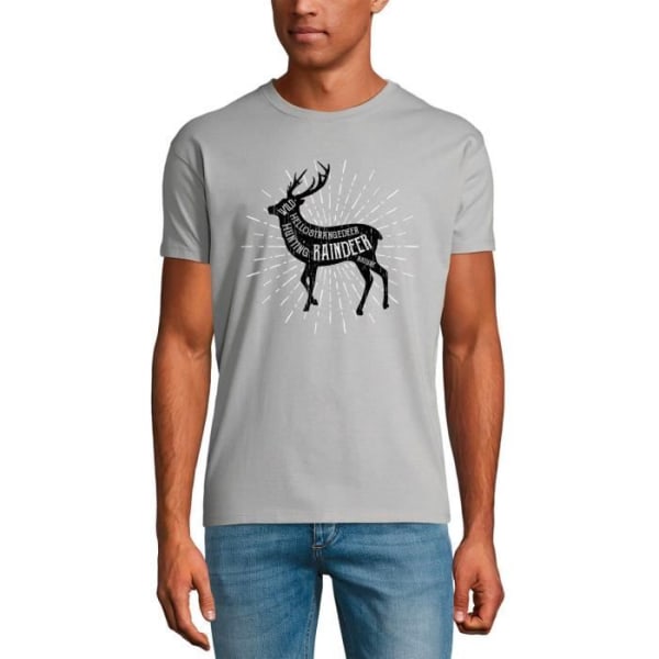 T-shirt herr Raindeer - Nature Wild Hunter – Raindeer - Nature Wild Hunter – Vintage grå T-shirt rent grått