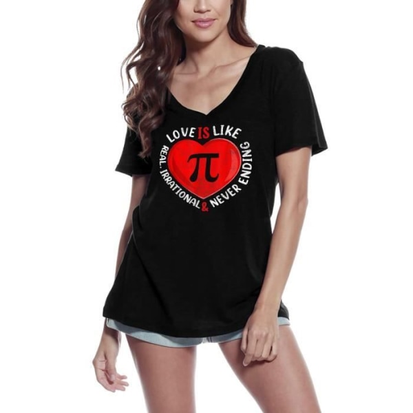 T-shirt med V-ringad dam Love Is Like Pi Math – Vintage svart T-shirt djup svart