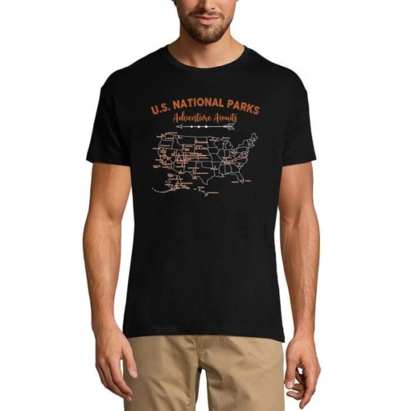 T-shirt herr USA National Parks Adventure Awaits – Us National Parks Adventure Awaits – Vintage T-shirt djup svart S