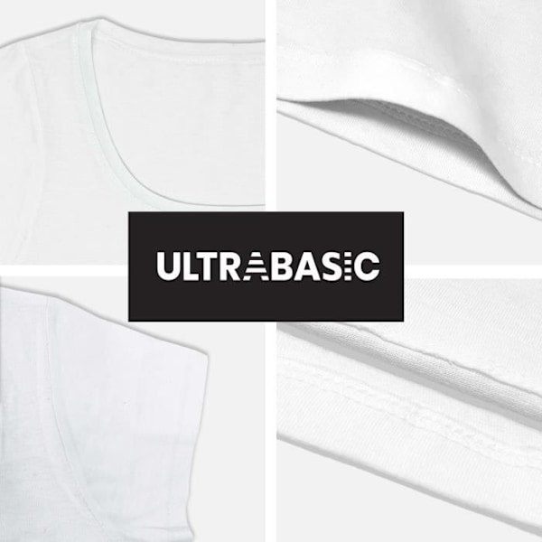 T-shirt Dam - ULTRABASIC - David Guetta - 100% Bomull - Bred Hals - Korta Ärmar Vit M