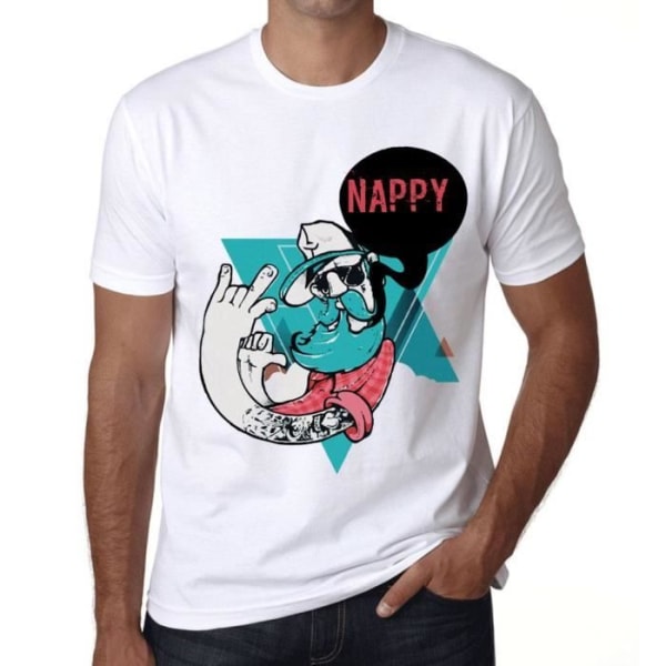 Herr Lange Funky Grampa T-shirt – Funky Grampa Nappy – Vintage T-shirt Vit