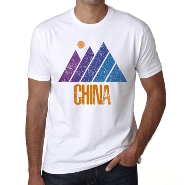 Mountain China T-shirt för män – Mountain China – Vintage T-shirt Vit