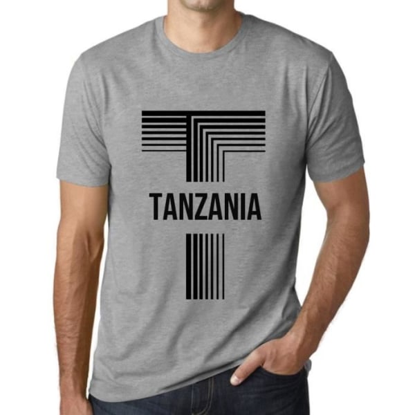 T-shirt herr Tanzania – Tanzania – Vintage grå T-shirt Ljunggrå