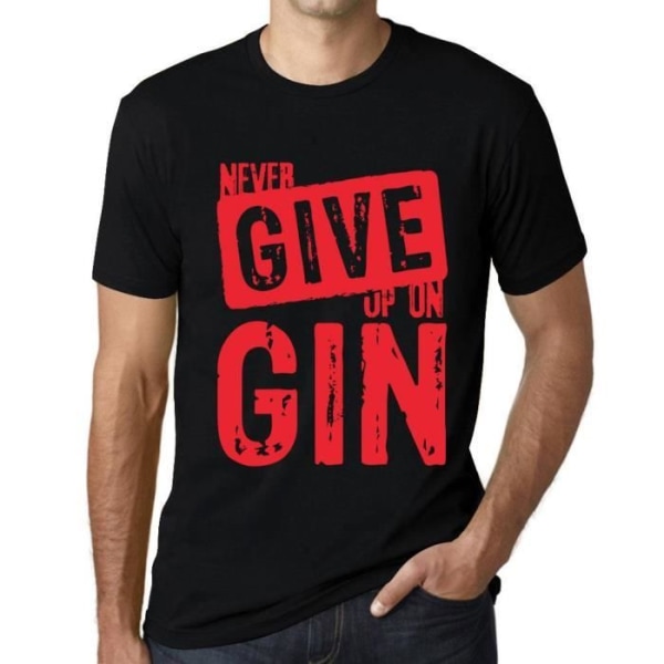 T-shirt herr Ge aldrig upp Gin – Ge aldrig upp Gin – Svart vintage T-shirt djup svart