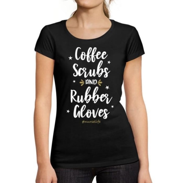 Dam T-shirt gummihandskar för sjuksköterska – Coffee Scrubs gummihandskar sjuksköterska – Vintage svart T-shirt djup svart