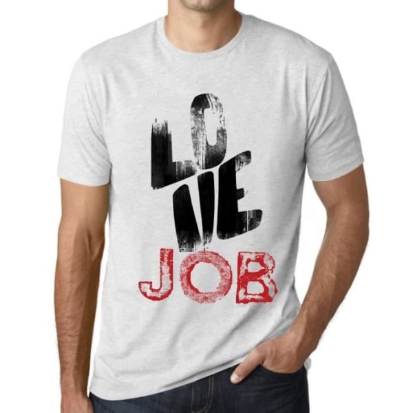 T-shirt för män Work of Love – Love Job – Vintage vit T-shirt Ljungvit