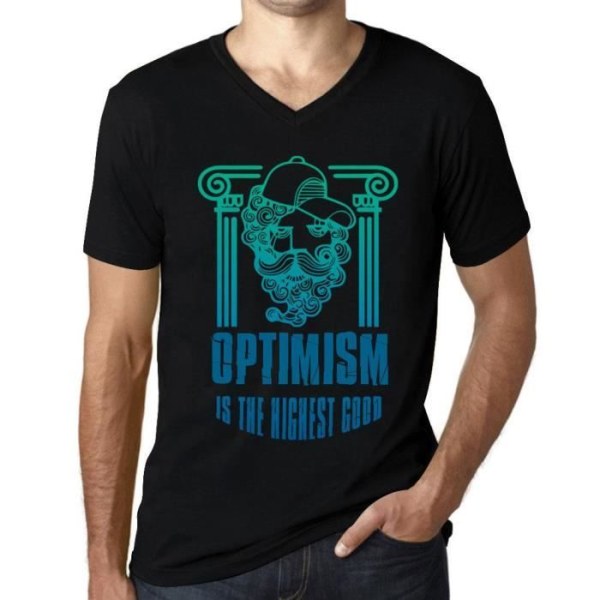 T-shirt med v-ringad herr Optimism Is The Highest Good – Optimism Is The Highest Good – Vintage svart T-shirt djup svart