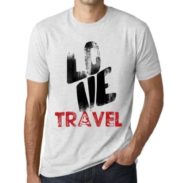 T-shirt herr Voyage D'Amour – Love Travel – Vintage vit T-shirt Ljungvit